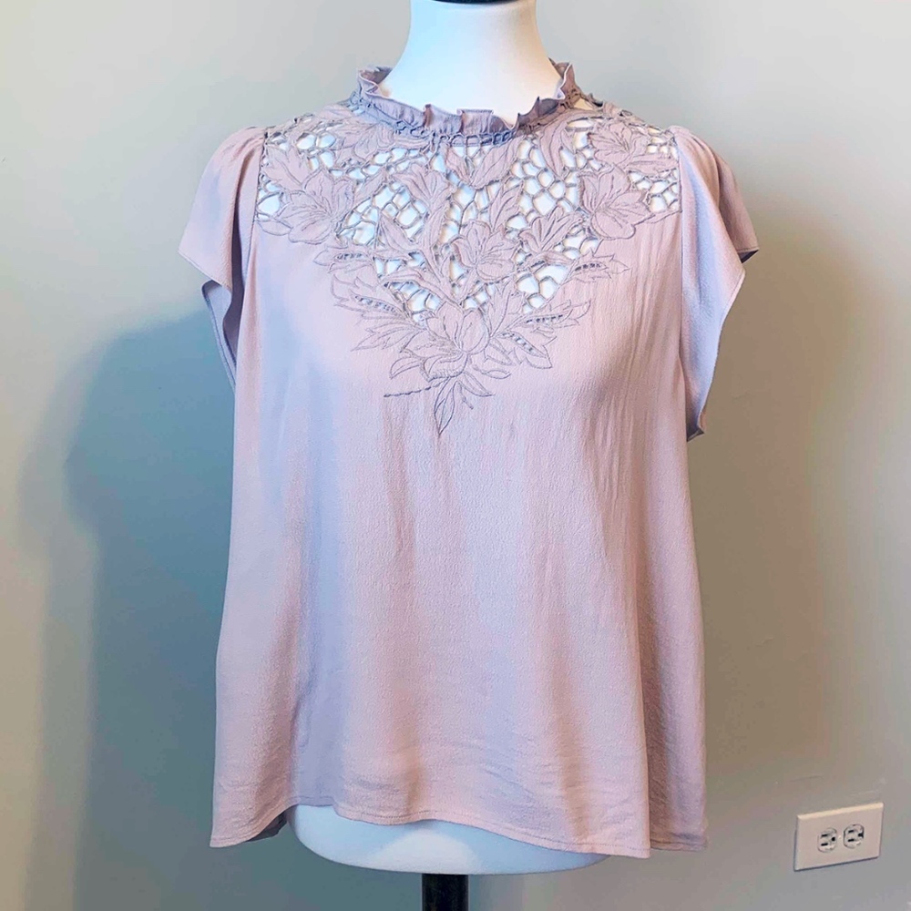 Astr Blush Floral Cutout Top